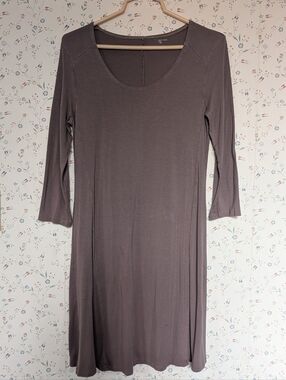 🤎 Garnet Hill S Dress Long Sleeve Taupe Viscose lagen look layer basic